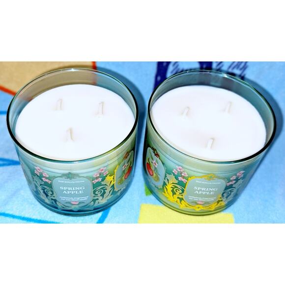 Lot of 2 Bath & Body Works Spring Apple Large 3-Wick Candle 14.5oz - Picture 3 of 5